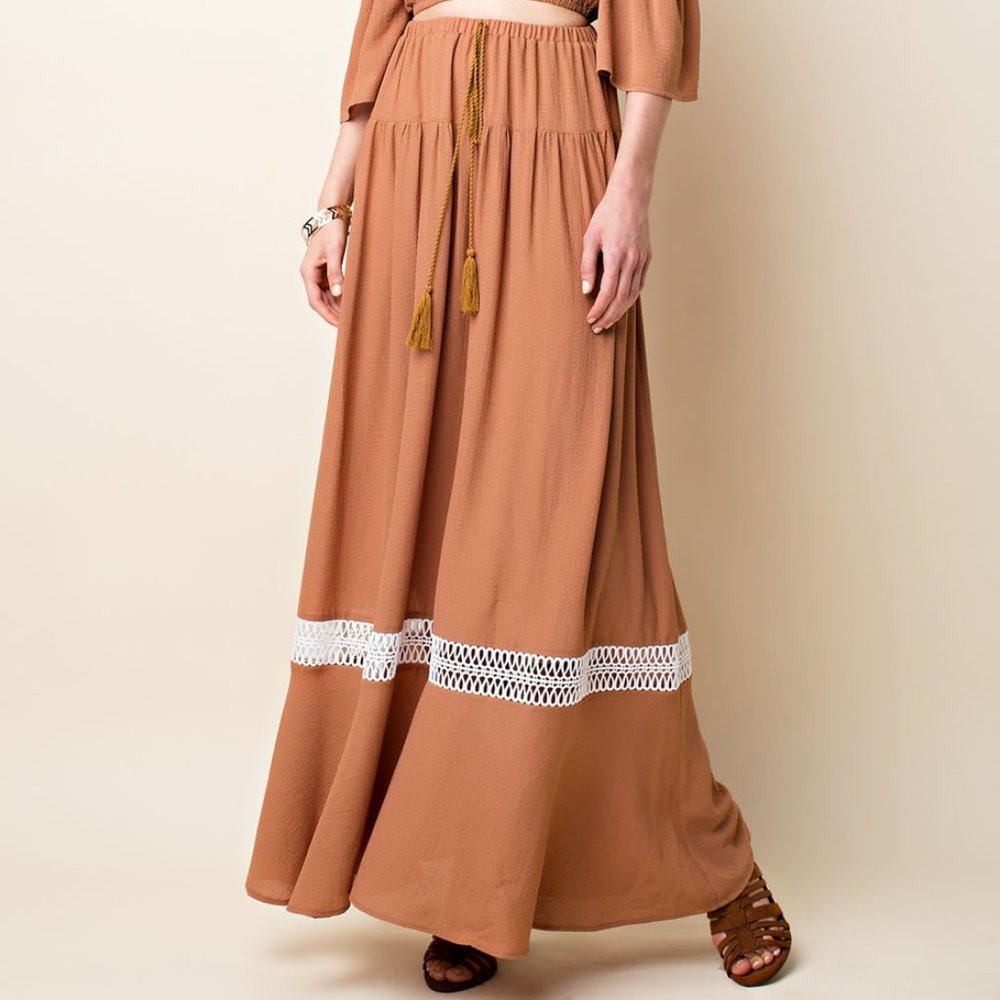 Boho Maxi Skirt With Crochet Detail